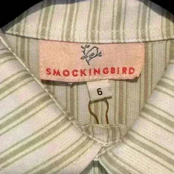 NWT-Smockingbird Kids Striped Button-Up Shirt Green Size 6 Long Sleeve - Picture 4 of 4